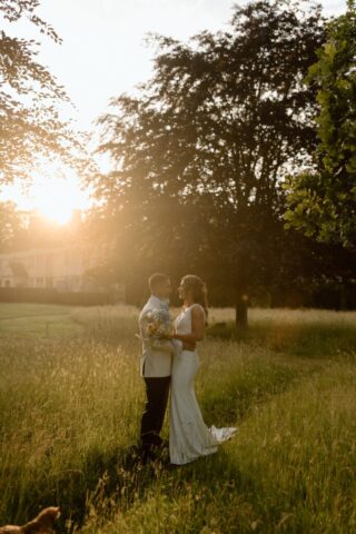 Newlywed couple taking stroll at Kin House