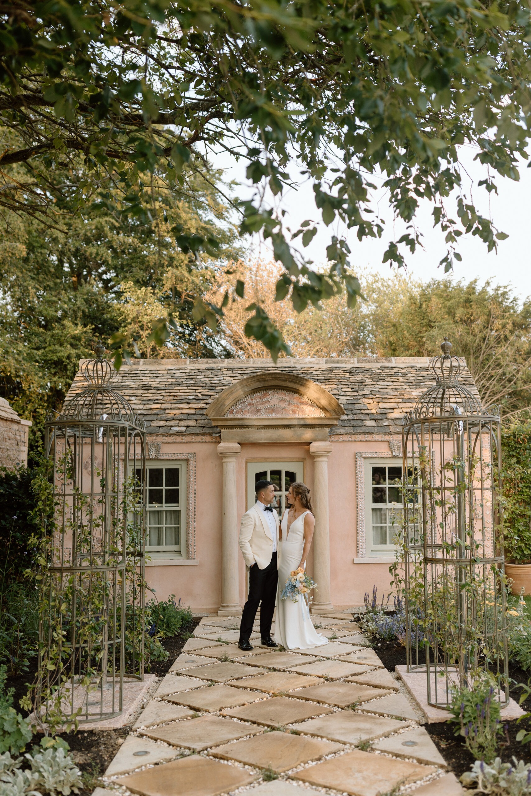 couple embracing in warm evening light